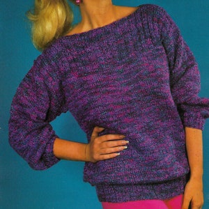 knitting pattern, women's ladies sweater, jumper, sizes 28-40 inch, double knitting, pdf, instant download