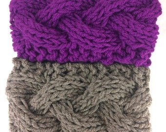 PDF Knitting Pattern - women's girls teens -  chunky braided headband - easy knit - cable knit - ear warmers - headband - ear warmer