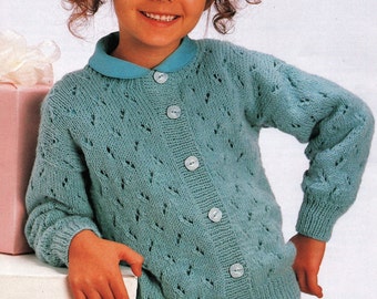 Girls Eyelet Cardigan Knitting Pattern: Double Knit (22-32 inches) (PDF Pattern)