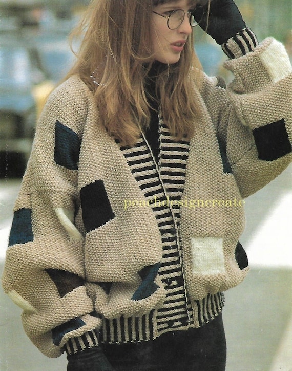 Moss Stitch Knit Jacket Pattern: Women's Cardigan (Sizes 34-40) (PDF Pattern)