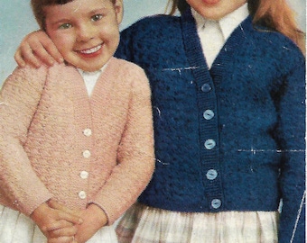 girls knitting pattern, cardigan, ages 2-8 years, pdf, digital download