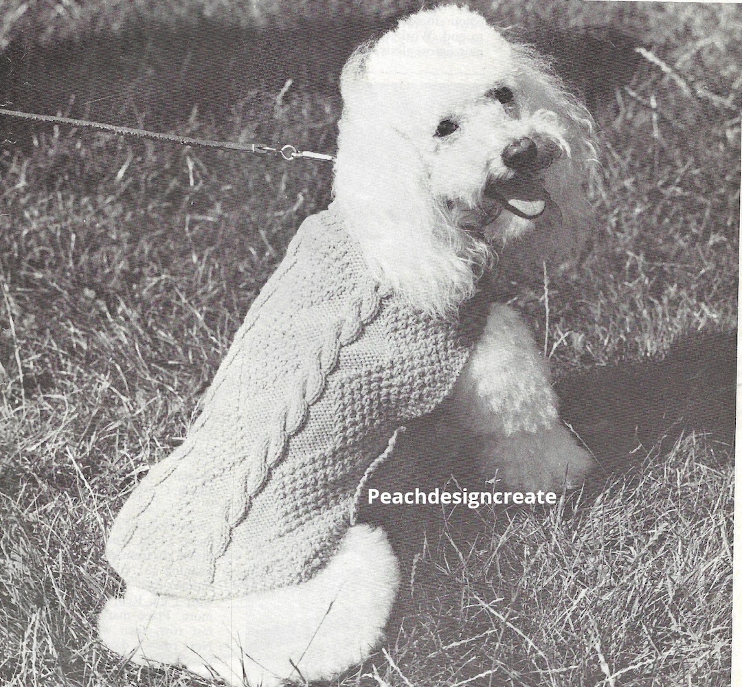 PDF Knitting Pattern, Poodle Dog Coat Jacket Digital Download, Instant