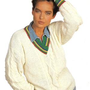 knitting pattern, pdf, womens ladies V neck sweater jumper, digital download