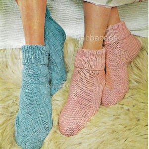 knitting pattern bed socks easy knit, double knitting, pdf, digital download