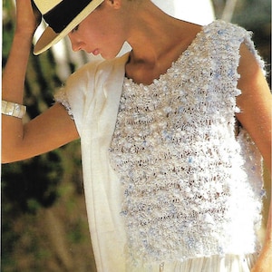 knitting pattern, pdf, women&#39;s ladies summer fashion lacy top, sizes 32-38 inch, retro, fashion, easy knit, digital download