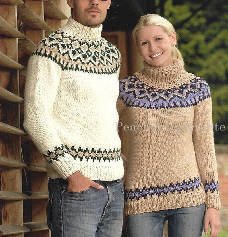 Knitting pattern women's men's nordic fair isle Etsy