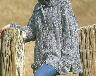 PDF knitting pattern, women's ladies stylish oversized jacket, cardigan, chunky, quick knit