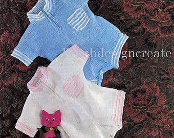 pdf, digital download, knitting pattern, baby, boys, girls, romper, buster suit, sizes 18-20 in