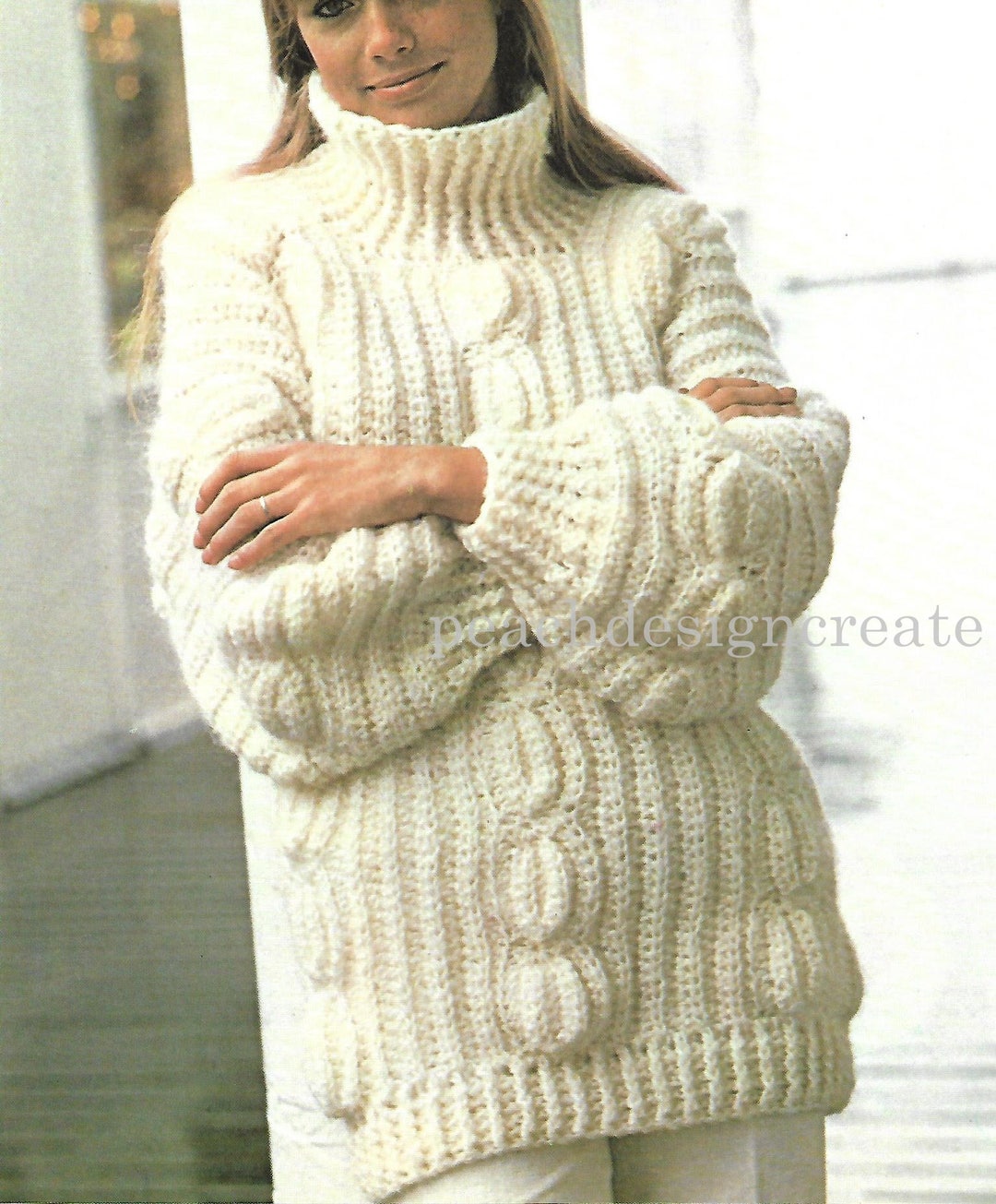 Crochet Pattern, Ladies Chunky Cable Sweater, Jumper, Pdf, Digital ...