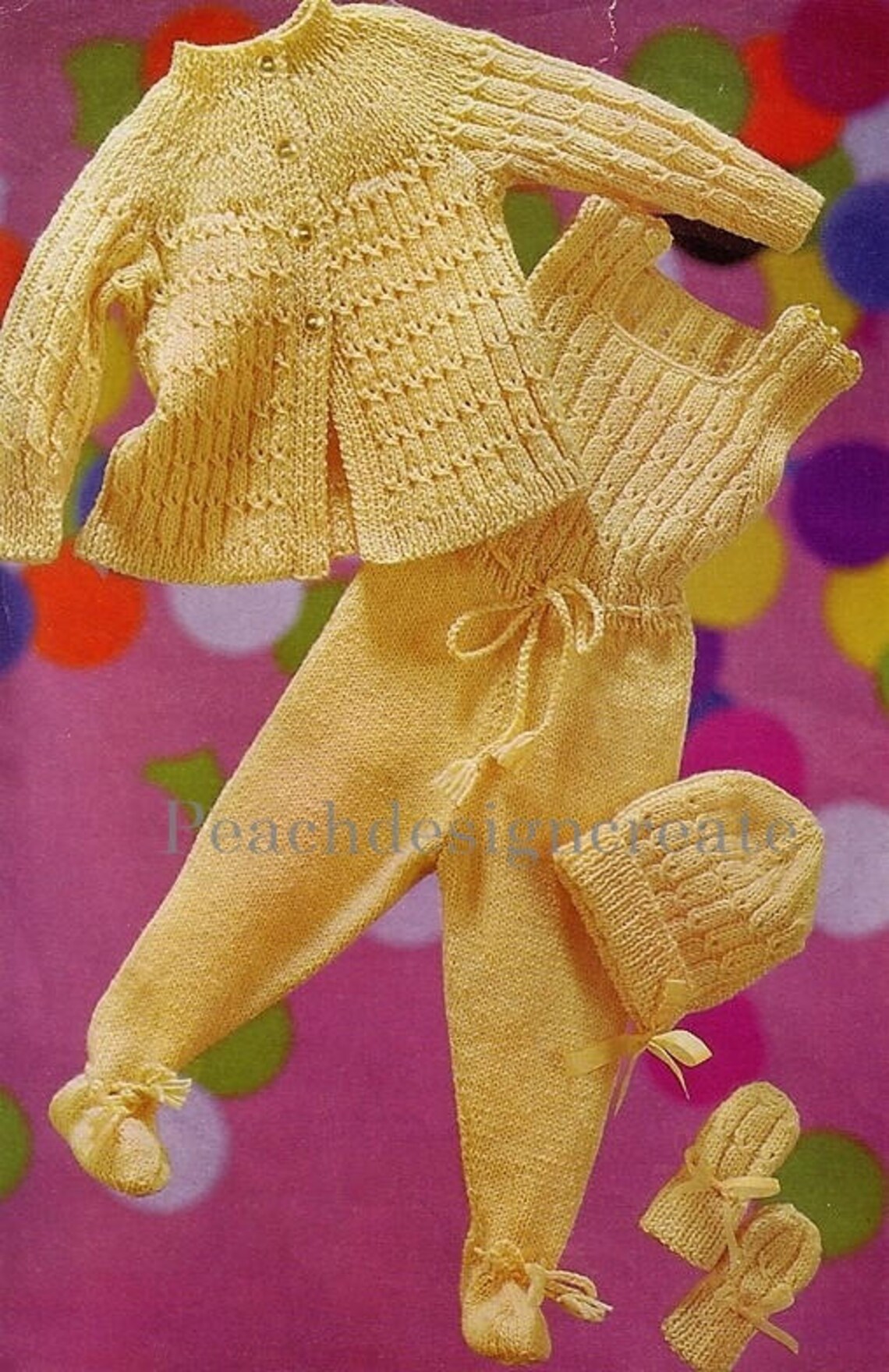 Knitting pattern baby romper suit mittens jacket and hat Etsy