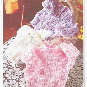 PDF knitting pattern baby toddler boys girls bobble aran  cardigan sweater sizes 16-22 in digital download, instant download