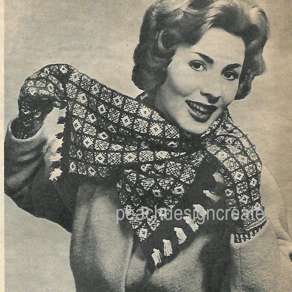 pdf, knitting pattern, women's, ladies sanquhar set, gloves and scarf, fair isle, digital download