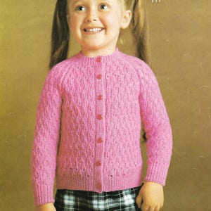 knitting pattern, pdf, girls textured cardigan, sizes 20-24 inch, instant download, digital download image 1