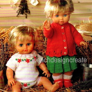 PDF knitting pattern, dolls oufit, doll clothes, double knitting, instant download, digital download