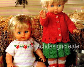 Doll Clothes Knitting Pattern: Cardigan, Skirt, Socks & Vest (PDF Pattern)
