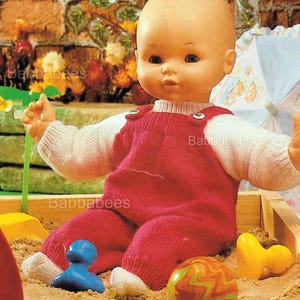 PDF knitting pattern dolls outfit doll clothes dungarees sweater socks digital download