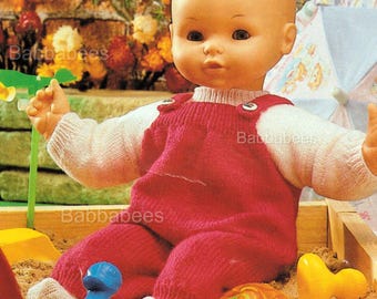 Modèle de tricot PDF pour poupée, tenue de poupée, salopette, pull, chaussettes, téléchargement numérique