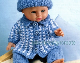 PDF knitting pattern, dolls outfit, doll clothes, hat, coat, trousers, boots,double knitting, digital download, instant download