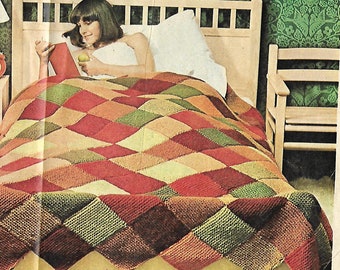 Garter Stitch Patchwork Bedspread Knitting Pattern (PDF Download)