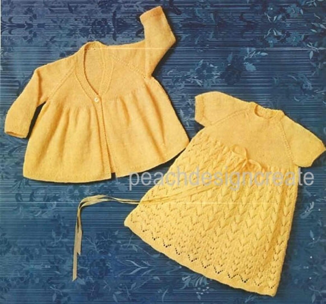 Baby Girls Knitting Pattern Dress and Coat Sizes 1618 In Etsy