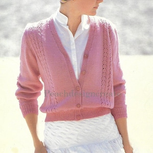 knitting pattern, women's ladies lace knit cardigan, sizes 30-44 inch, 4 ply, pdf