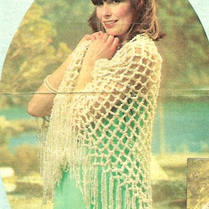 PDF crochet pattern, tassel, crochet, women&#39;s ladies shawl, 70&#39;s, boho, wrap, cobweb, instant download, digital download