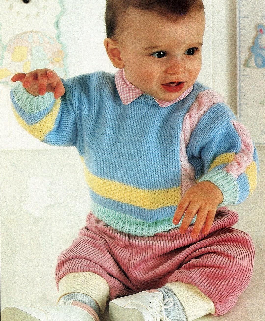 PDF Knitting Pattern Baby Boys Cable Knit Sweater Jumper Etsy UK