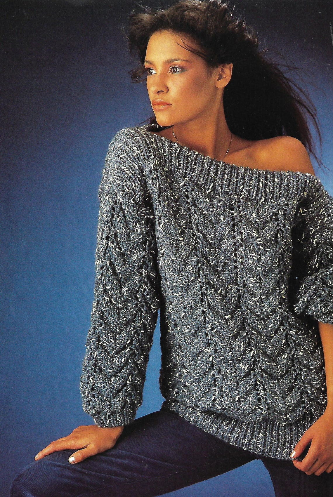 Ladies Chunky Knit Sweater Jumper Knitting Pattern Pdf Etsy UK