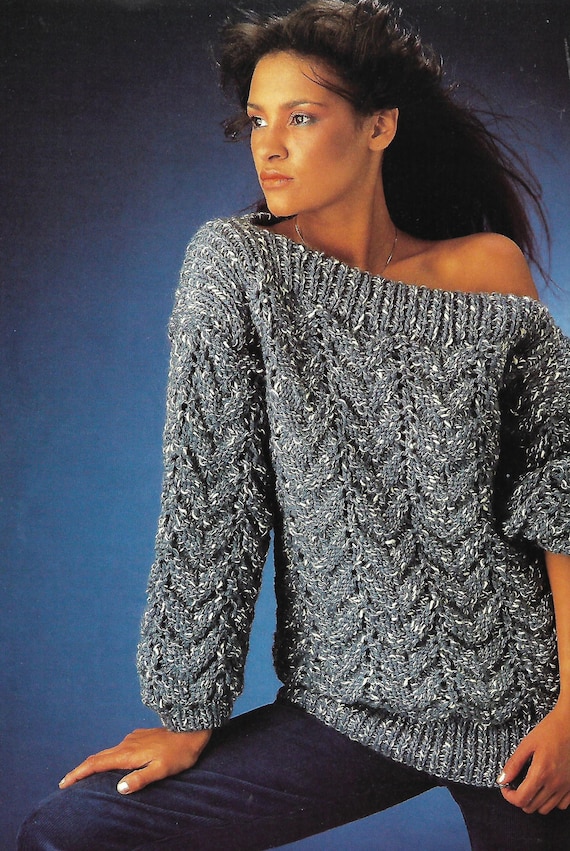 Ladies Chunky Knit Sweater Jumper Knitting Pattern Pdf Digital Download Sizes 30 36 In Ladies Chunky Knit Sweater Jumper Knitting Pattern Pdf Digital Download Sizes 30 36 In