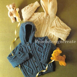 knitting pattern, pdf, boy, girl jacket and sweater, cable aran knit, ages 6 months to 8 years, digital download, instant download