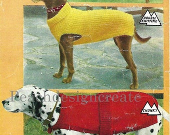 knitting pattern, dogs coat, 3 dog coats in 3 sizes each, pdf, digital download, instant download