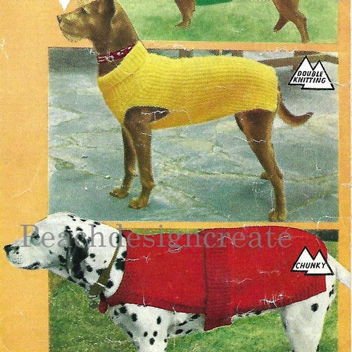 Knitting Pattern Dogs Coat 3 Dog Coats in 3 Sizes Each Pdf Etsy UK
