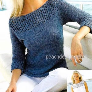 knitting pattern pdf, women&#39;s ladies, sweater, vest top, summer cotton, sizes 32-42 in, instant download, digital download