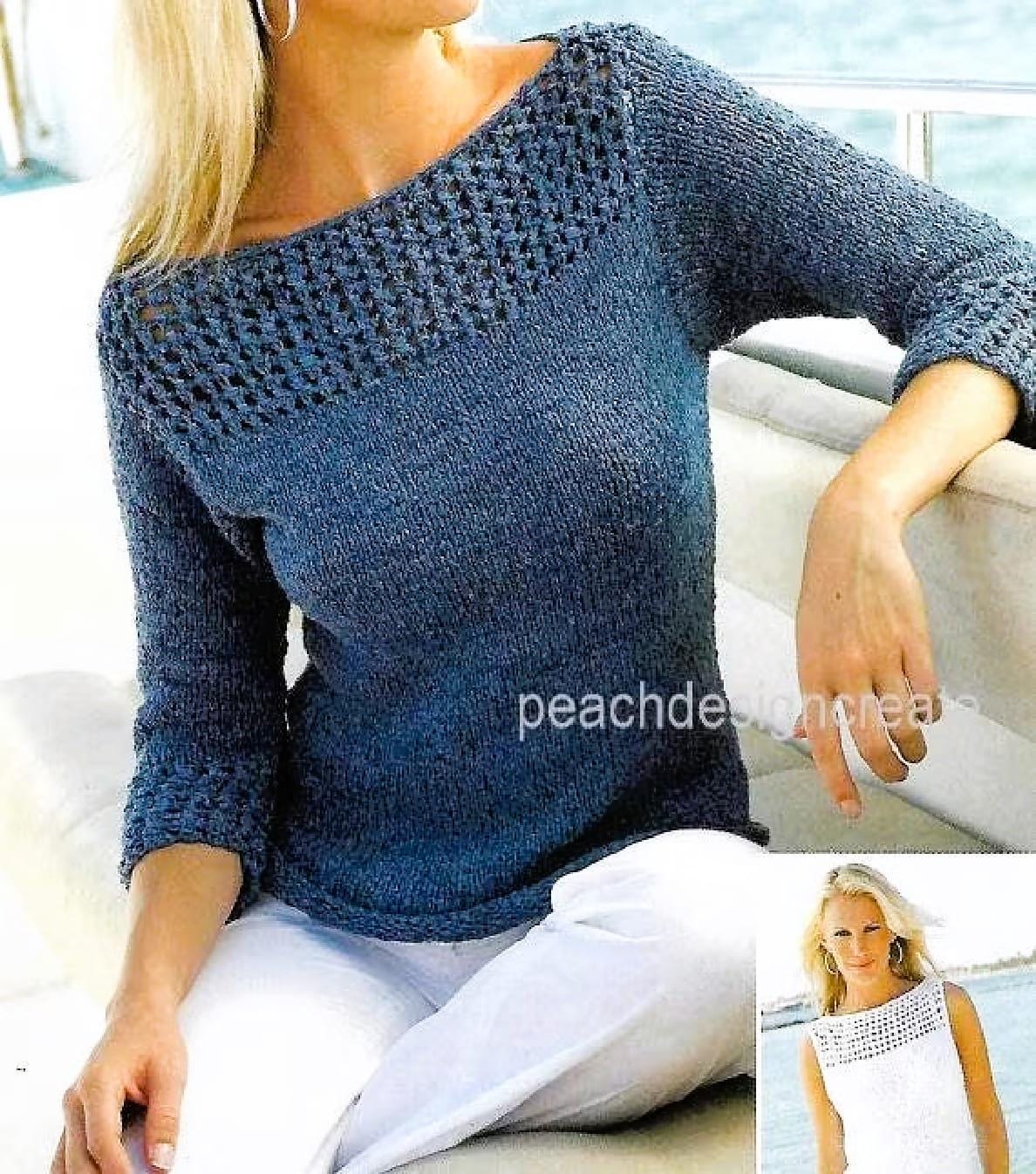 Cotton Knit Sweater Pattern: Women's Summer Top (Sizes 32-42 in) (Digital Download)