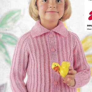 knitting pattern, girl&#39;s cardigan, ages 1 to 6 years, double knitting, pdf, digital download