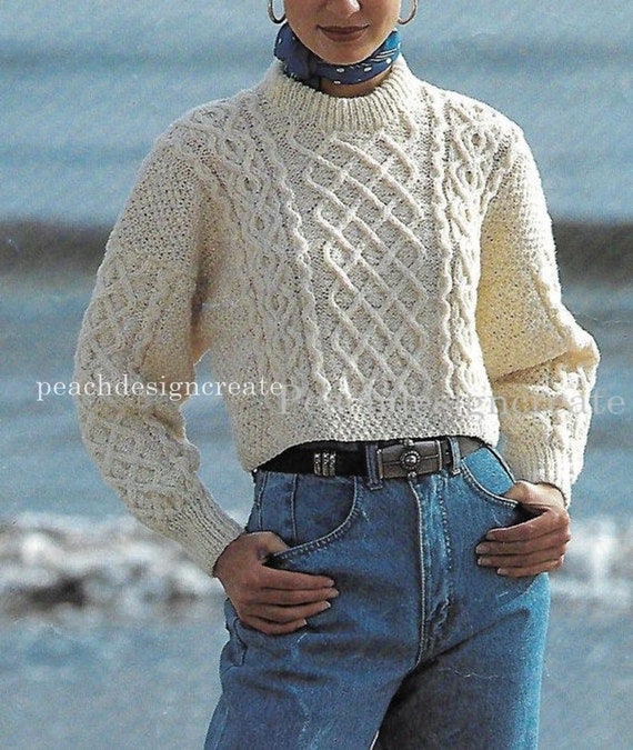 PDF knitting pattern women's ladies aran cable knit crop Etsy