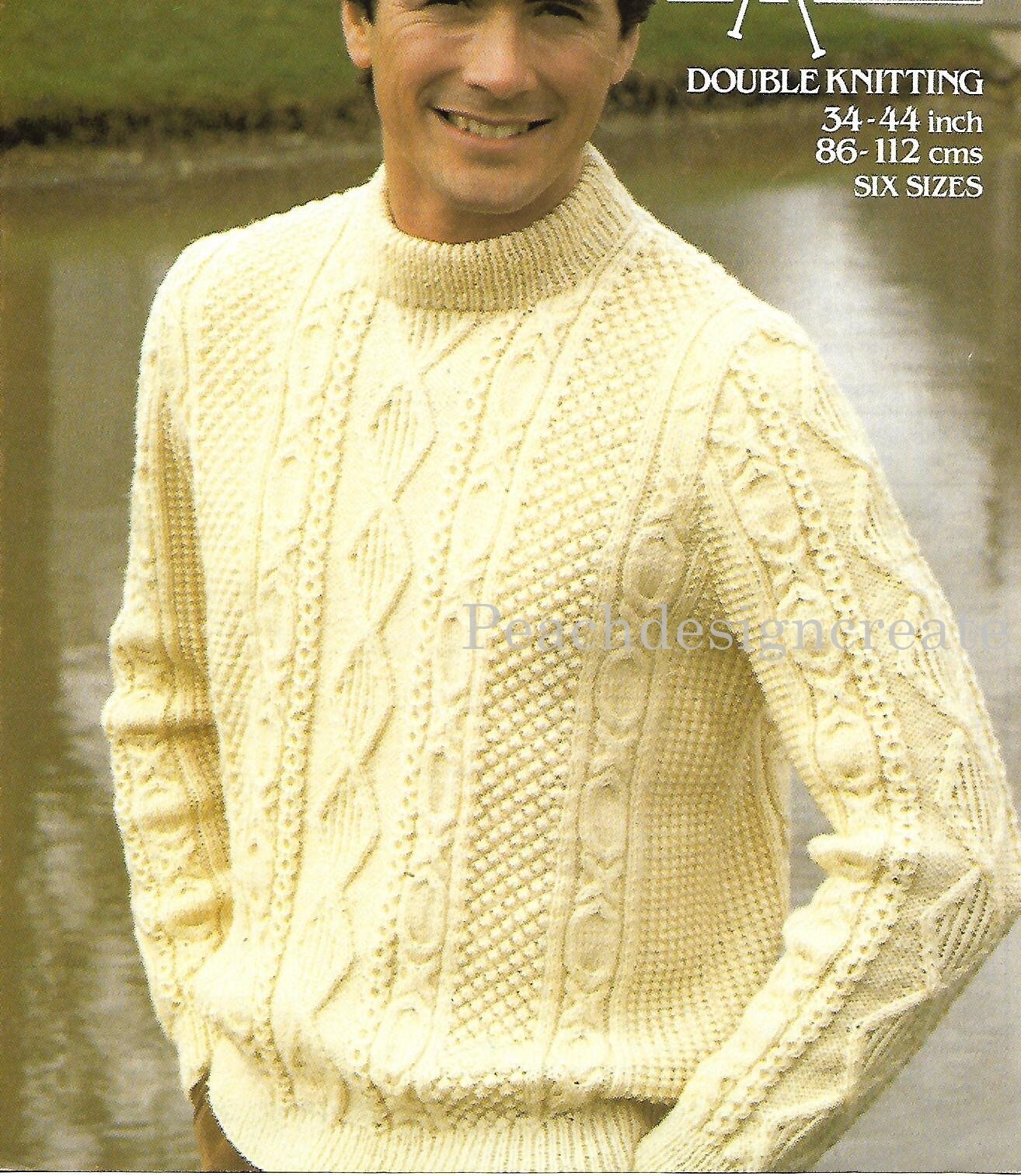 Knitting Pattern Mens Cable Design Sweater Jumper Pdf - Etsy UK