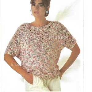 knitting pattern, women&#39;s ladies, summer sweater, jumper, cotton, easy knit, pdf, instant download, digital download