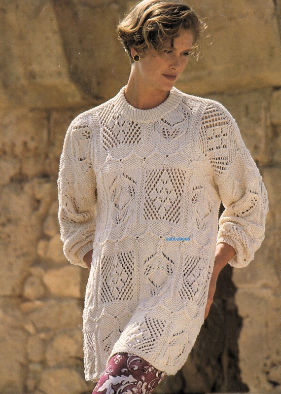 PDF Strickanleitung Damen Pullover in Ajourmuster One Size