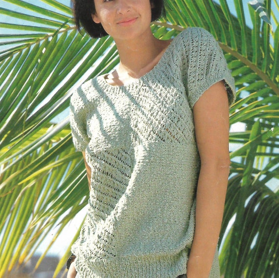 knitting pattern pdf women s ladies cotton knit top sizes 32 44 inch digital download instant download