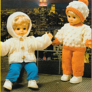 PDF knitting pattern dolls cable jacket hat sweater outfit digital download
