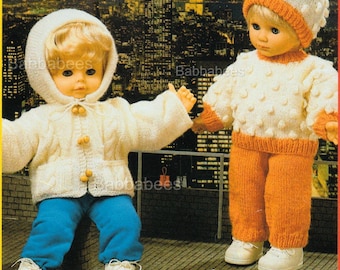 PDF knitting pattern dolls cable jacket hat sweater outfit digital download