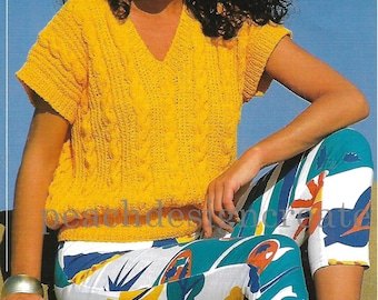 knitting pattern, pdf, women's ladies cotton knit top, sizes  32-42 inch, digital download