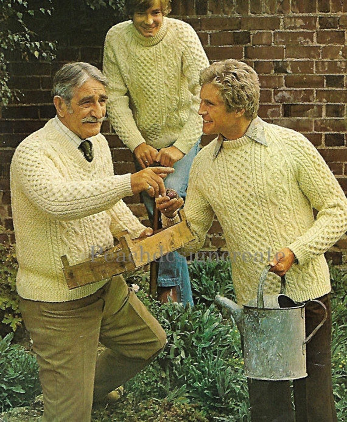 Knitting Pattern Men's Aran Cable Knit Sweater Etsy UK