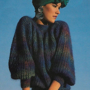 knitting pattern, vintage style,  ladies sweater, jumper, sizes 32-42 in, pdf, digital download