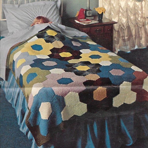 knitting pattern, bedspread, blanket, throw, patchwork spread, pdf, digital download