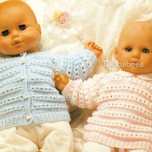 PDF knitting pattern dolls cardigan doll sweater jumper digital download