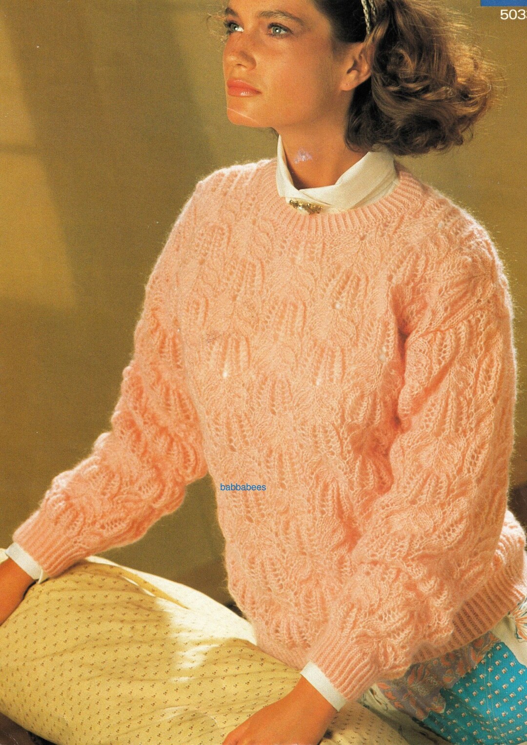 PDF Knitting Pattern Womens Ladies Lacy Sweater Top Sizes Etsy