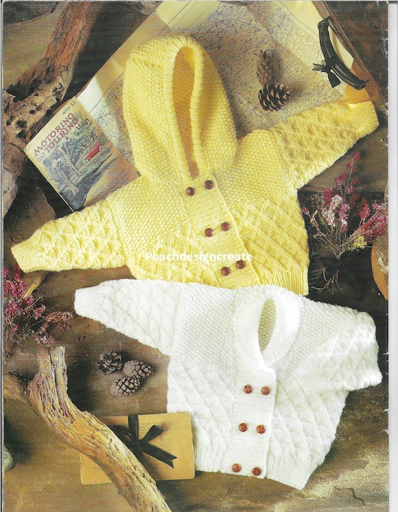 Aran Cardigan Knitting Pattern: Baby Toddler Hoodie (18-26 Inch
