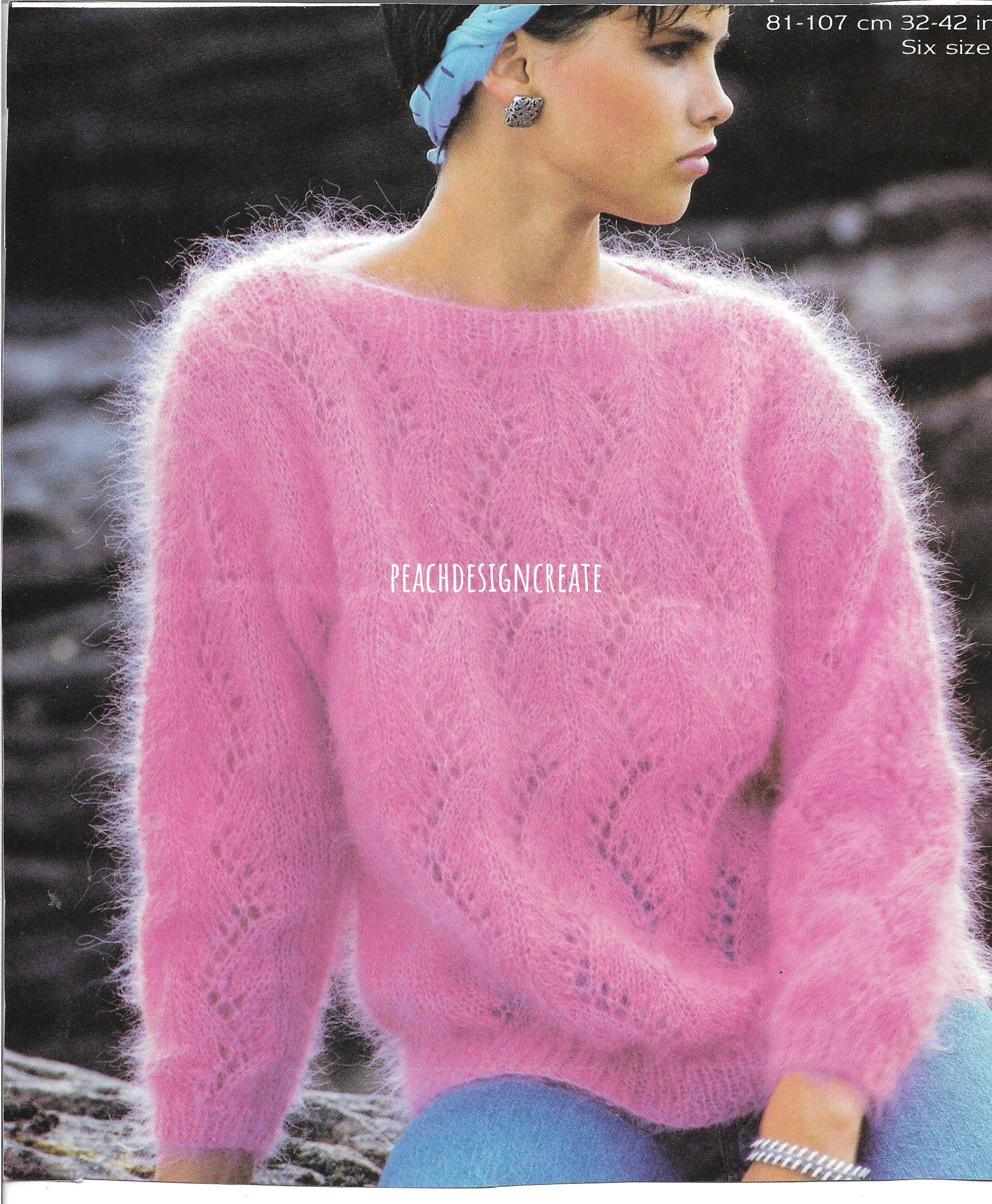 Lacy Mohair Sweater Knitting Pattern: Brushed Chunky Jumper